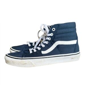 Vans, navy lace high tops men’s size 9.5 ladies size 11 very good condition